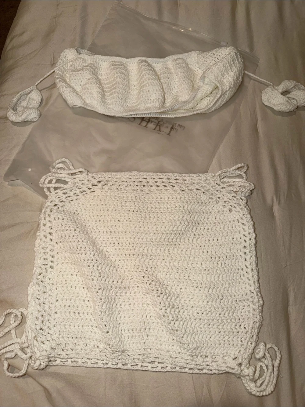 Lemon Lunar White Crochet  top and skirt Set